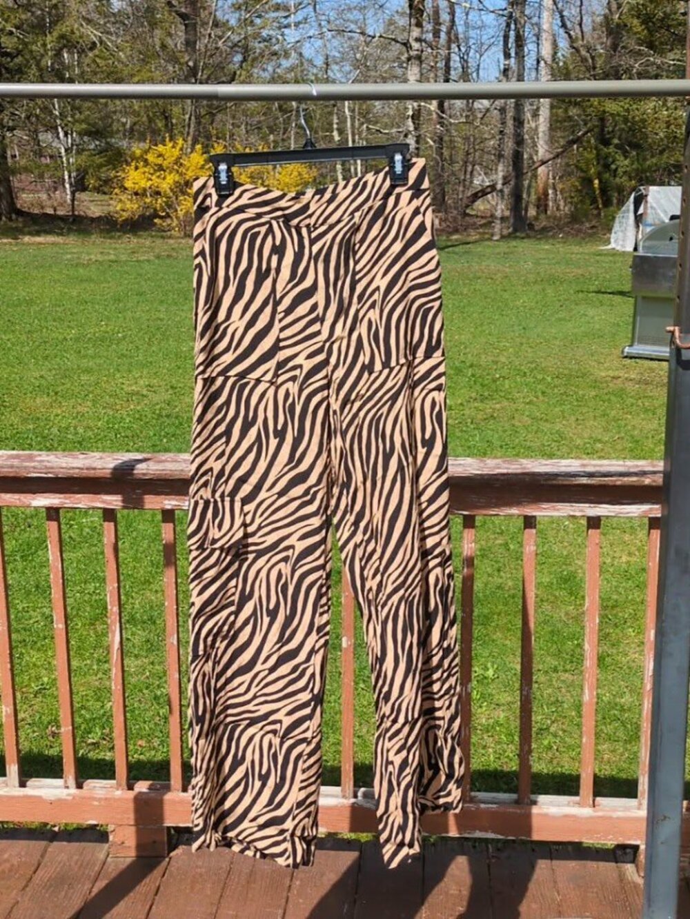 MNG Tiger Stripe Print Safari Pants Sz Sm Animal Print Jungle Mobwife Viscose